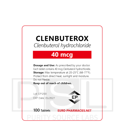 Clenbuterox (Clenbuterol) - 40mcg/tab, 100 pills/bag - Euro-Pharmacies - USA